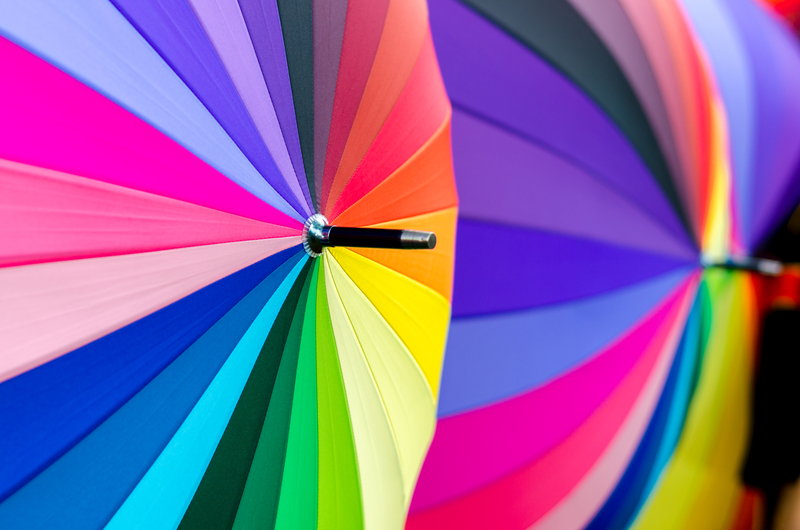 colorful umbrellas representing color theory in art - Yarnell School Online