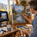 Painter on the tablet, student at work. A La Carte Lessons by Jerry Yarnell - Yarnell School Online - ChatGPT Image Sep 25, 2026, 12_03_42 PM.